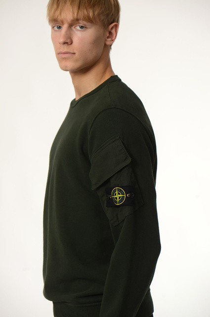 STONE ISLAND 6100008 Pocket Fleece Sweatshirt Juniper Green - 4