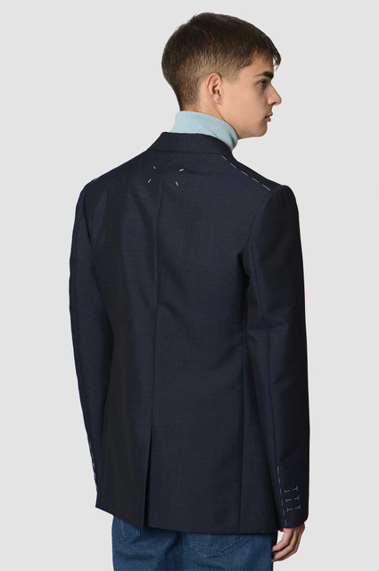 MAISON MARGIELA 3-Button Blazer Jacket Navy Blue - 2