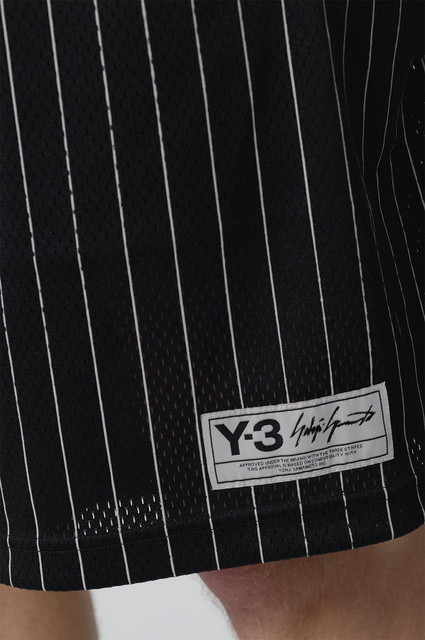 Y-3 Mesh Pinstripe Shorts Black - 6