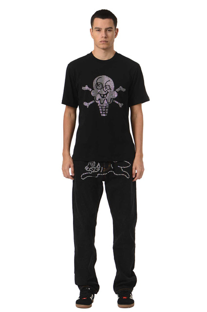 T-shirt ICECREAM Rhinestone Cones & Bones Preto - 2