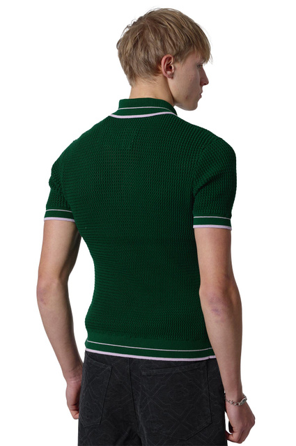 CASABLANCA Crochet Polo-Shirt Green - 3