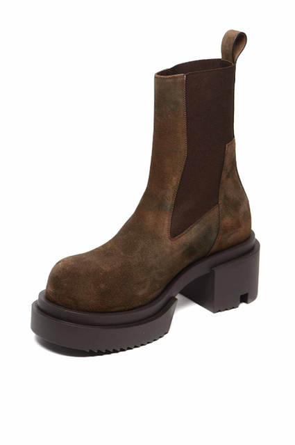 RICK OWENS Concordians Runway Beatle Bogun Boots Indigo Brown - 3