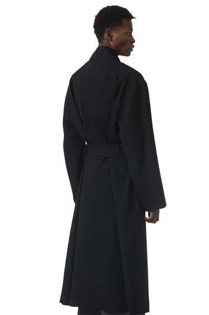 JIL SANDER Wool Belted Coat Black - 3