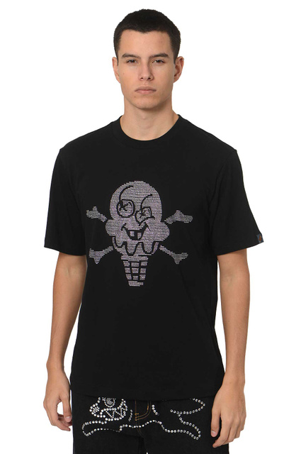 T-shirt ICECREAM Rhinestone Cones & Bones Preto - 1