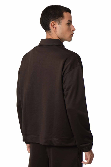 Camisola polo LACOSTE Loose Fit Fleece Castanha  - 3