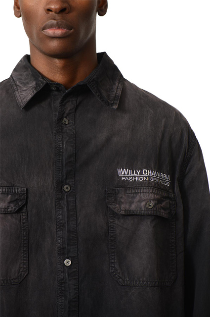 WILLY CHAVARRIA Cordoran Shirt Washed Black - 4