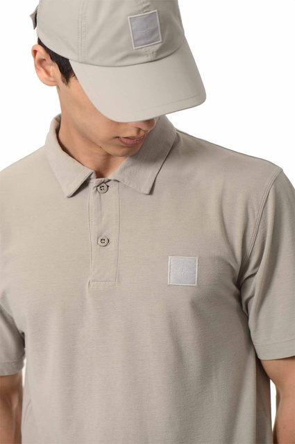 STONE ISLAND Ghost 2200001 Camisola pólo em malha de algodão crepe Cinzento poeirento - 4