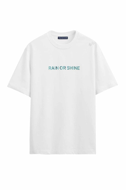 T-shirt WRONG WEATHER Rain Or Shine Branco/Turquesa - 1