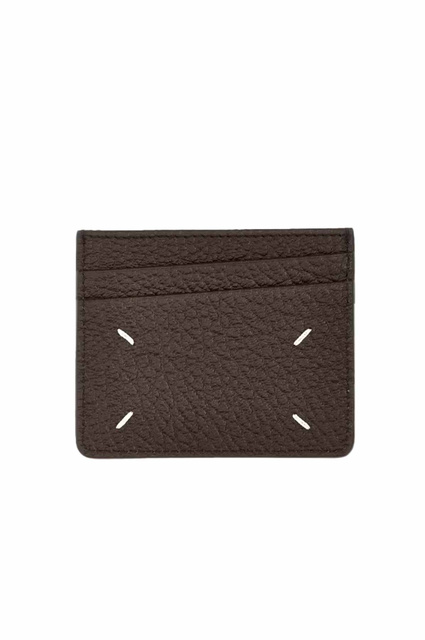 MAISON MARGIELA Grained Leather Card Holder Brown - 1