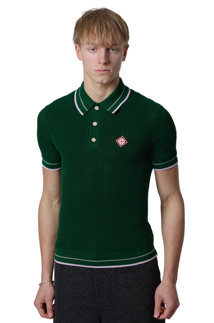 CASABLANCA Crochet Polo-Shirt Green - 1