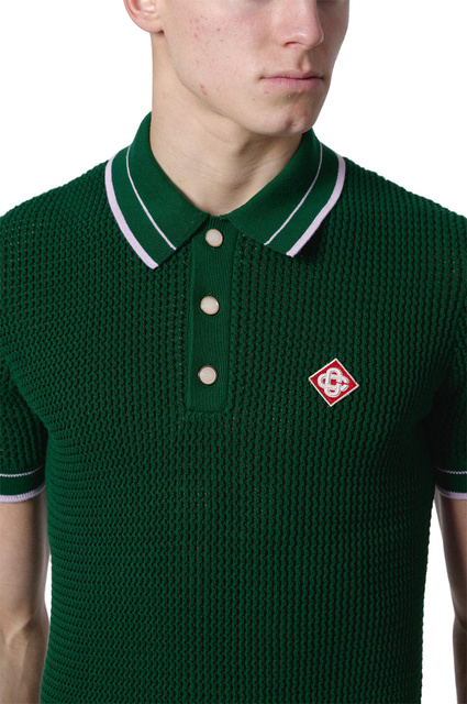 CASABLANCA Crochet Polo-Shirt Green - 4