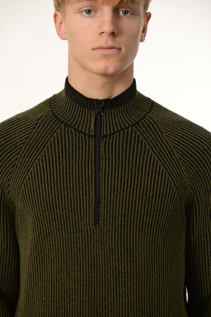 STONE ISLAND 5100024 Wool Half-Zip Jumper Military Green - 4