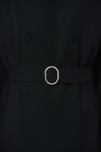 JIL SANDER Wool Belted Coat Black - 4