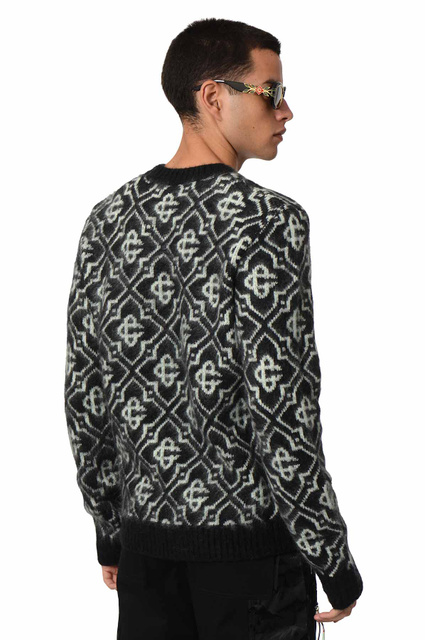 CASABLANCA Camisola Monograma em Mohair Preto/Branco - 3