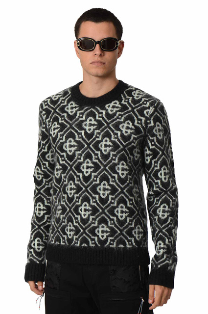 CASABLANCA Camisola Monograma em Mohair Preto/Branco - 1