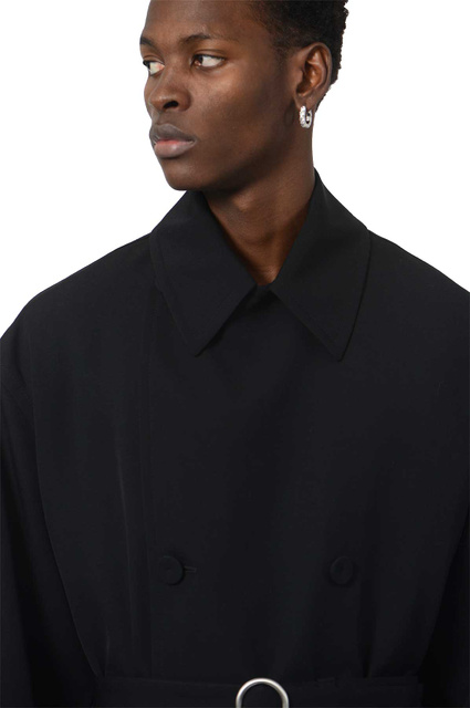 JIL SANDER Wool Belted Coat Black - 5