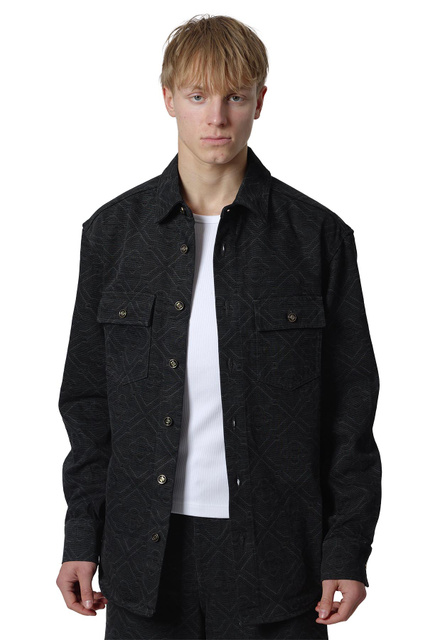 CASABLANCA Laser Monogram Denim Shirt Black  - 1