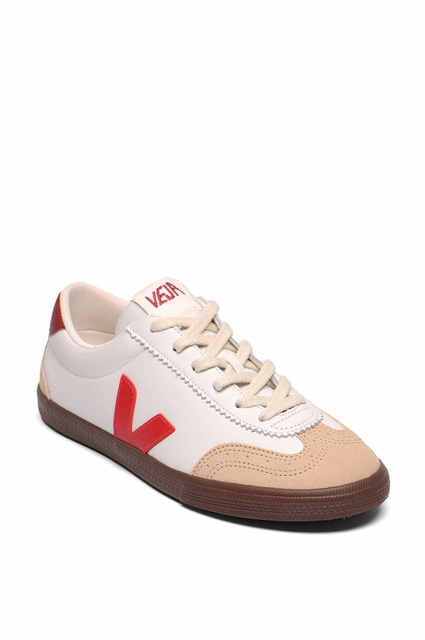 VEJA VOLLEY Ténis de couro branco/vermelho/castanho - 2