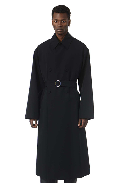 JIL SANDER Wool Belted Coat Black - 1