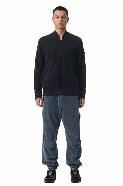 STONE ISLAND 65241 Organic Cotton Diagonal Fleece 'OLD' Effect Jacket Navy Blue - 2