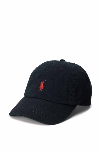 POLO RALPH LAUREN Cotton Chino Baseball Cap Black/Red - 1