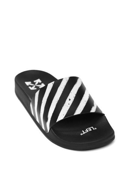 OFF-WHITE Black & White Spray Stripes Sliders - 2