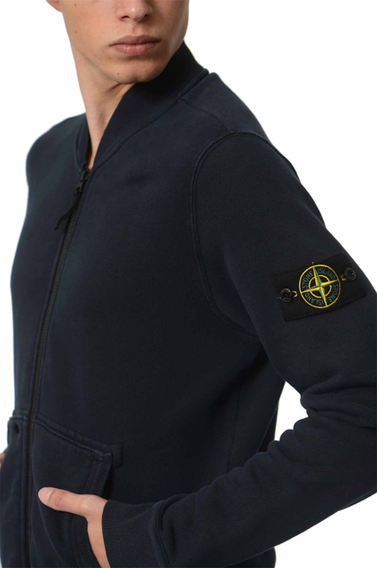 STONE ISLAND 65241 Organic Cotton Diagonal Fleece 'OLD' Effect Jacket Navy Blue - 4