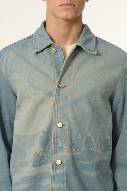 LACOSTE Denim Overshirt with Landscape Pattern - 4