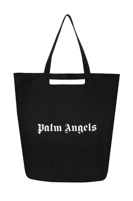 PALM ANGELS Black Logo Shopper Bag - 1