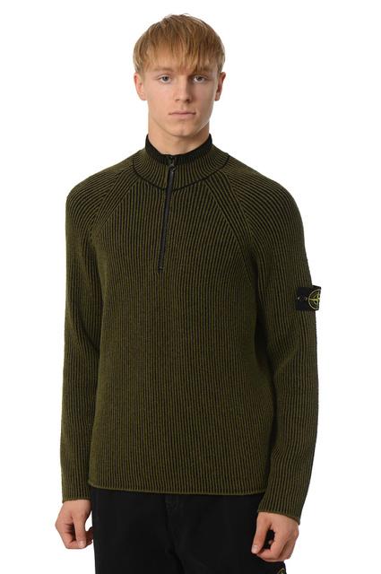 STONE ISLAND 5100024 Wool Half-Zip Jumper Military Green - 1