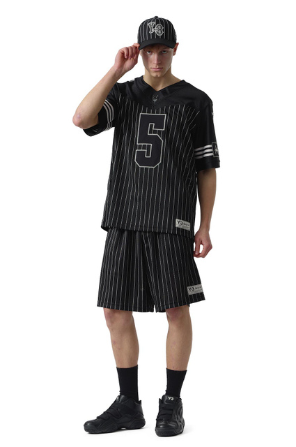 Y-3 Mesh Pinstripe Shorts Black - 2