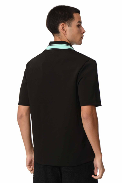 CASABLANCA Viscose Knit Rib Polo Shirt Black/Green - 3
