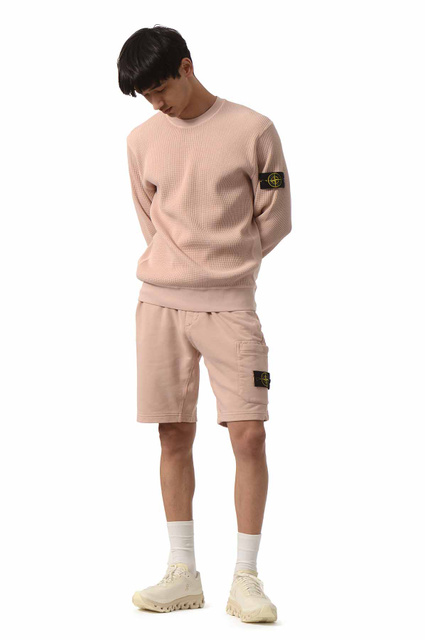 STONE ISLAND 6200012 Organic Cotton Fleece Shorts Antique Rose - 2