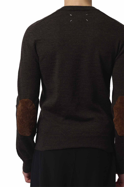 MAISON MARGIELA Elbow Patch Wool Sweater Brown - 4