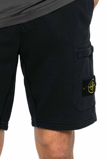 STONE ISLAND 6200011 Organic Cotton Fleece Shorts Black - 3