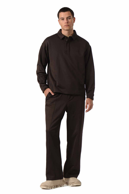 Camisola polo LACOSTE Loose Fit Fleece Castanha  - 2