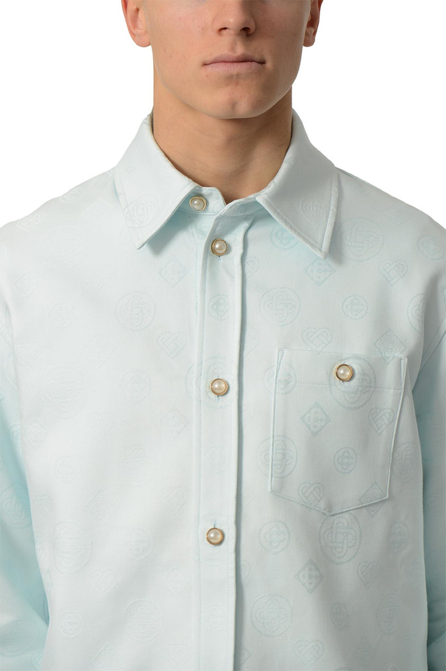 CASABLANCA Monogram Long-sleeve Shirt Pale Blue  - 4