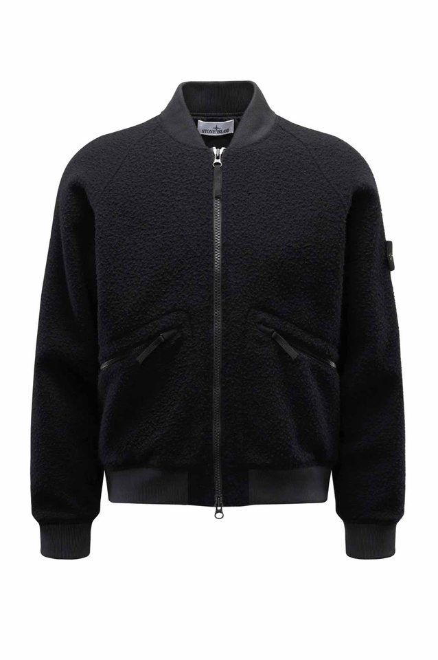 STONE ISLAND 4100111 Panno Ratinato Bomber Jacket Black - 1