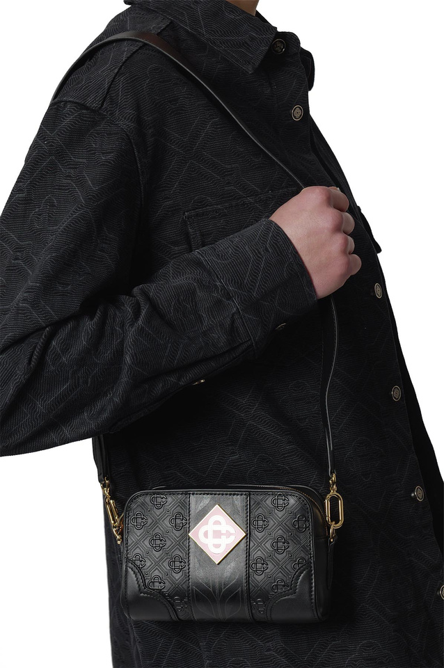 CASABLANCA Monogram Crossbody Leather Bag Black  - 5