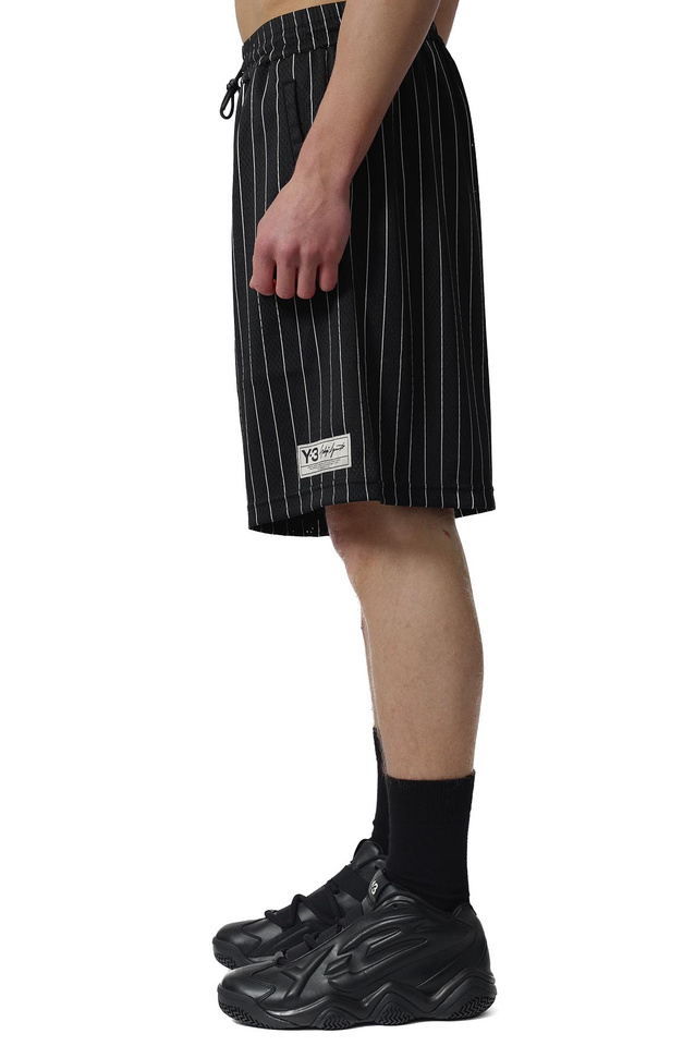 Y-3 Mesh Pinstripe Shorts Black - 3