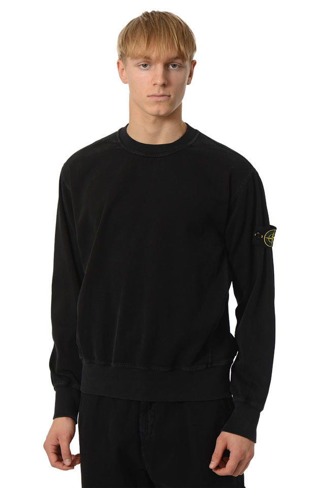 STONE ISLAND 6100016 'OLD' EFFECT Sweatshirt Black - 1