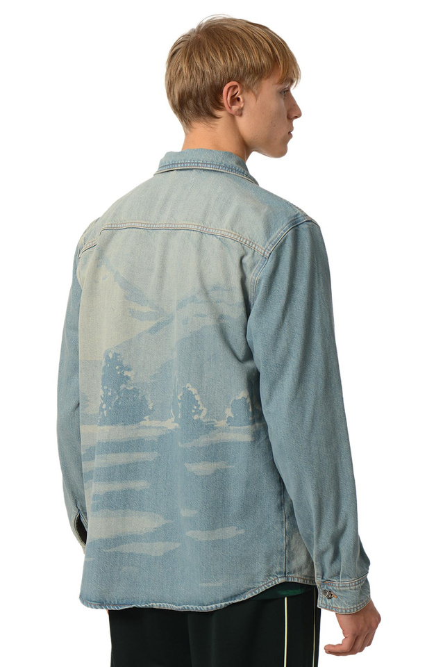 LACOSTE Denim Overshirt with Landscape Pattern - 3