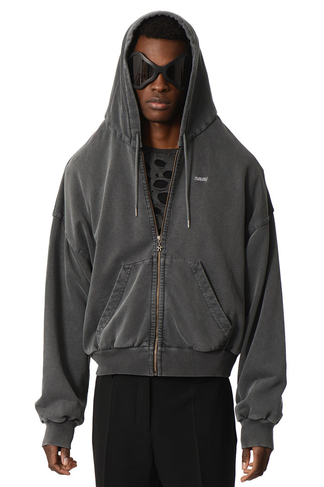 AVAVAV Shoulderless Hoodie Grey - 1