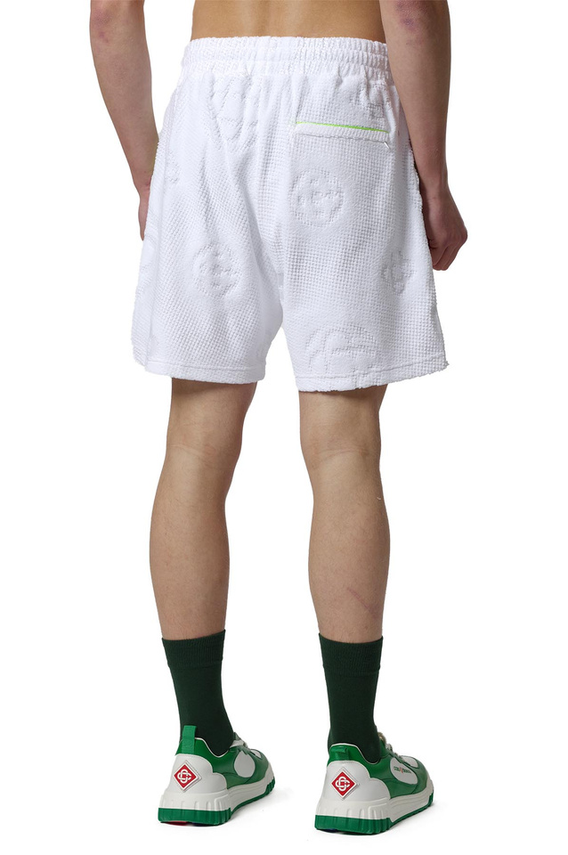 CASABLANCA Towelling Monogram Shorts White - 4