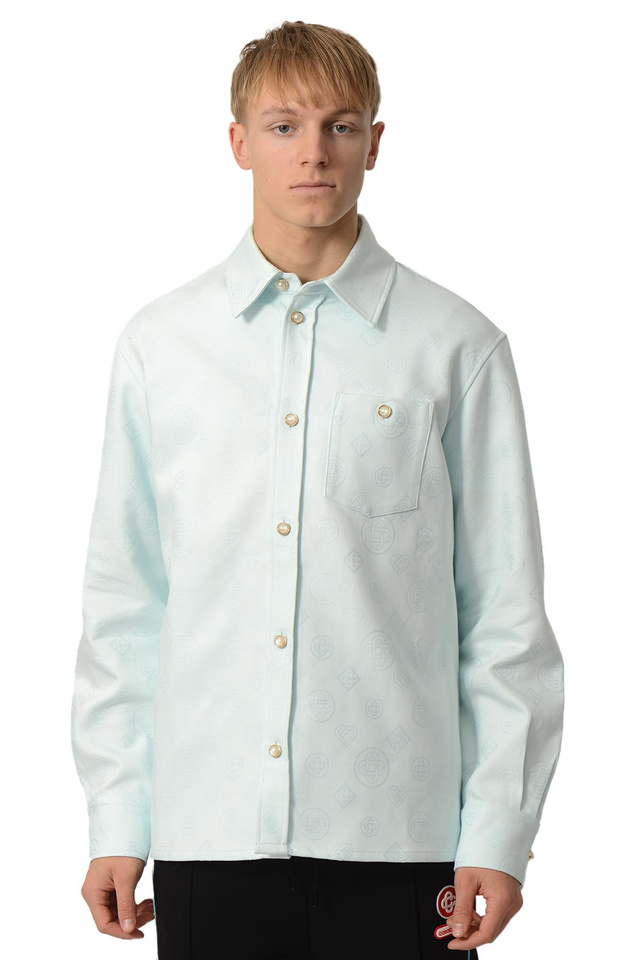 CASABLANCA Monogram Long-sleeve Shirt Pale Blue  - 1