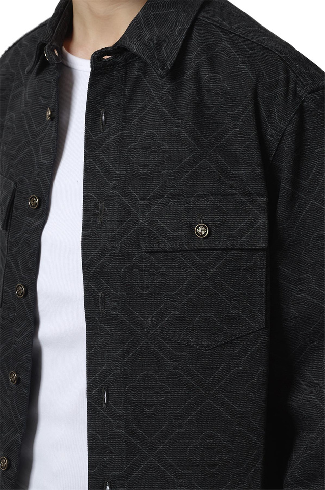CASABLANCA Laser Monogram Denim Shirt Black  - 4