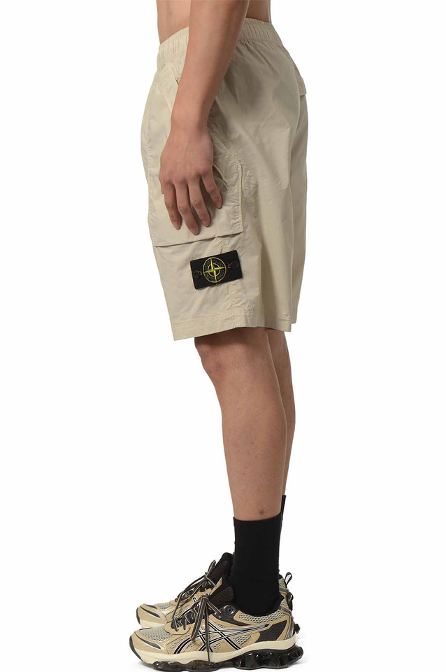 STONE ISLAND L100009 Stretch Cotton Tela 'Paracadute' Shorts Sand - 3