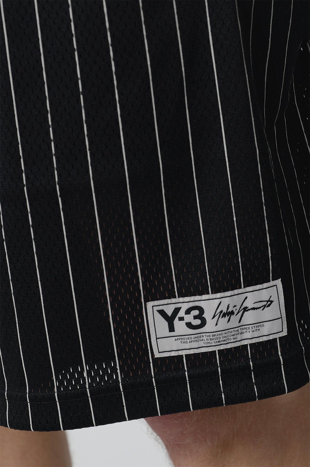Y-3 Mesh Pinstripe Shorts Black - 6