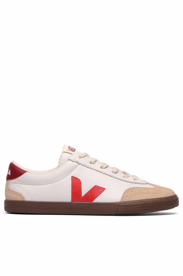 VEJA VOLLEY Ténis de couro branco/vermelho/castanho - 1
