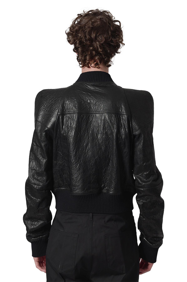 RICK OWENS Temple Flight Leather Bomber Jacket Black - 3